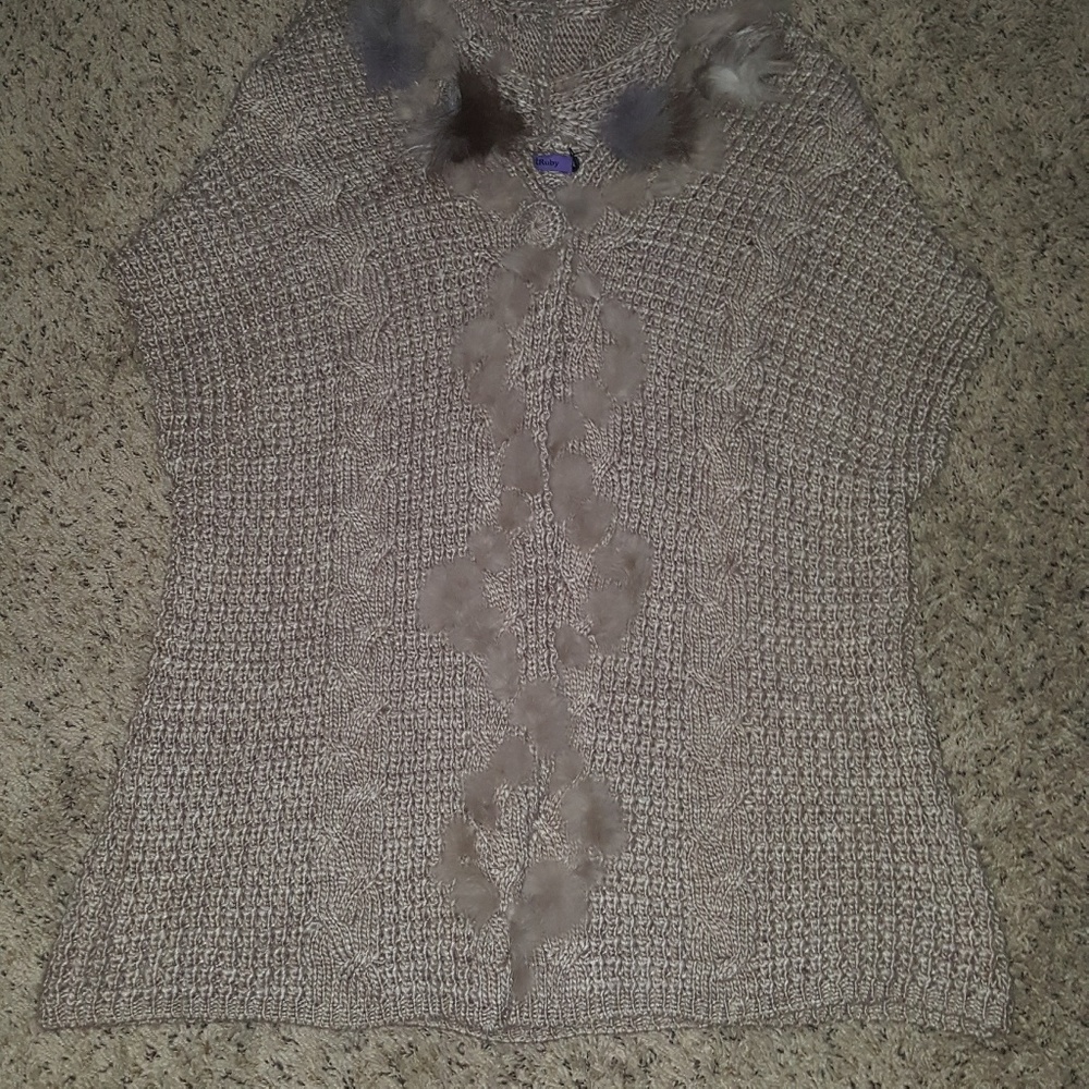 Violet Ruby Faux Fur Sweater Vest
